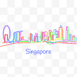 彩色商务城市建筑图片_城市霓虹天际线横图摩天轮