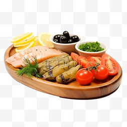 木盘蔬菜图片_木盘上的美味食物