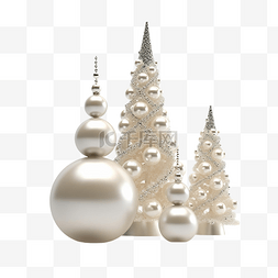 悬挂的装饰图片_挂在装饰珍珠珠上的白色圣诞树的