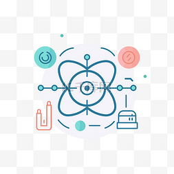 原子研究和开发图标设计扁线图标
