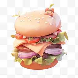 可爱汉堡包图片_汉堡的 3d 渲染