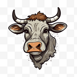 牛皮剪贴画 卡通牛头图像 向量