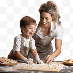 妈妈做的蛋糕图片_情绪化的男孩揉生面团做饼干