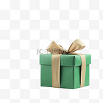 圣诞礼品盒，桌上有绿丝带蝴蝶结，有复制空间