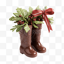 巧克力素材图片_圣诞靴袜装满礼物