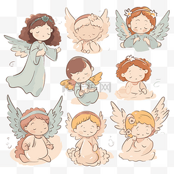 天使表情图片_天使剪贴画可爱的天使以不同的形