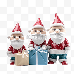 圣诞侏儒图片_圣诞侏儒，带着大礼盒袋，戴着医