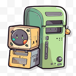 在插图中，绿色计算机放置在另一
