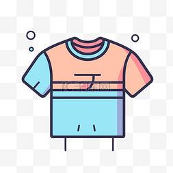 粉色蓝色线性衬衫插画 向量