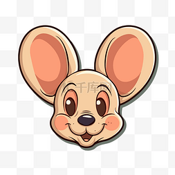 可爱的大耳朵老鼠在绿色背景剪贴