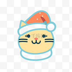 戴圣诞帽的猫图片_戴着圣诞帽的猫的插图 向量