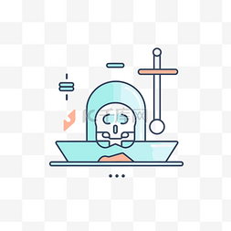 icon浴缸图片_浴缸里的头骨图标 向量