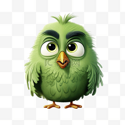 可爱简单小鸟素材图片_绿色的小鸟卡通人物