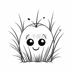 草地小花卡通图片_草地上可爱的卡哇伊小花，长着眼