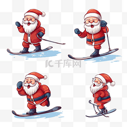 滑雪的圣诞老人图片_一张笑脸圣诞老人在圣诞节系列中