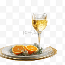 美丽的圣诞餐桌布置，配有橘子和