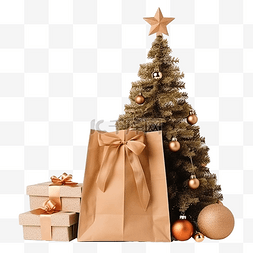 购物季图片_装有圣诞礼物的纸袋