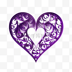 紫色的心形图片_紫色剪纸心形风格