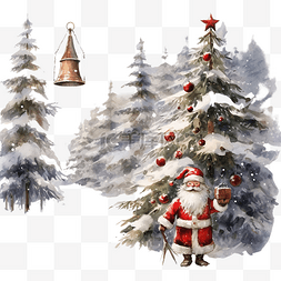 圣诞树和圣诞老人??，带着圣诞钟