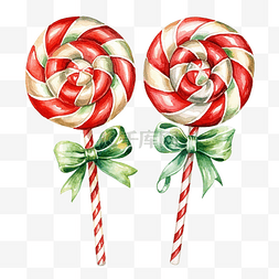 圣诞糖果棒棒糖和zefir 水彩插图