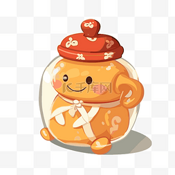 生姜姜卡通图片_姜罐剪贴画有趣的生姜食品糖果罐