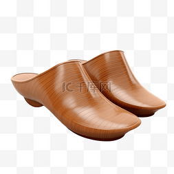 日本製图片_3d 棕色日本木鞋隔离