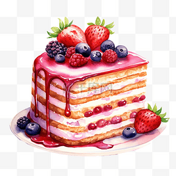 水彩可爱的蛋糕