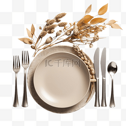 银器包装图片_秋季餐桌布置感恩节或秋季收获餐
