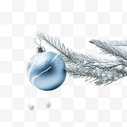 蓝色圣诞树的树枝上有一个带有调