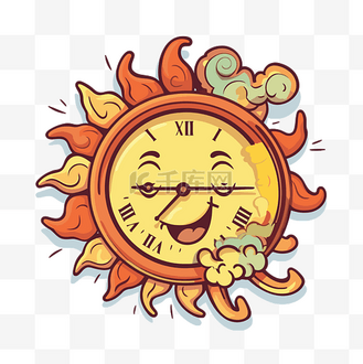 太阳剪贴画形状的卡通时钟 向量