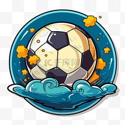 一个足球在图片_徽章显示一个漂浮在空中的足球剪