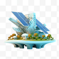 系统行业图片_可再生能源太阳能图3d