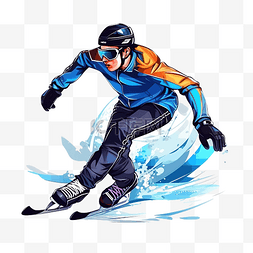 冰上溜冰者冬季运动插画