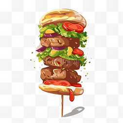 烤肉串剪贴画肉汉堡棒卡通 向量