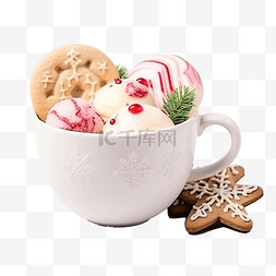 冰淇淋和糖果图片_一杯冰淇淋和圣诞糖果