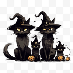万圣节女巫可爱图片_女巫和女巫黑猫