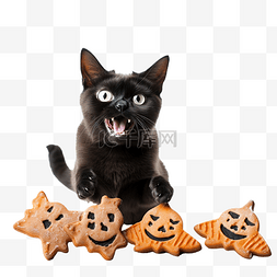 有趣的猫和万圣节饼干蝙蝠捣蛋装