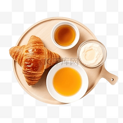 羊角面包图片_羊角面包煎饼早餐对象顶视图
