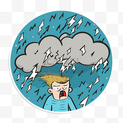 恶劣的图片_暴风雨的日子卡通男孩 向量