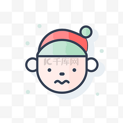 简单圣诞老人图片_程式化的方形图标，带有蓝眼睛的