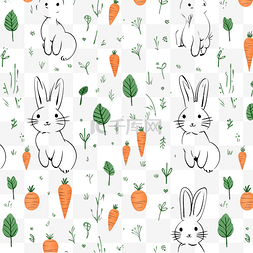 贝壳珍珠线性图片_复活节兔子和胡萝卜的线性图案