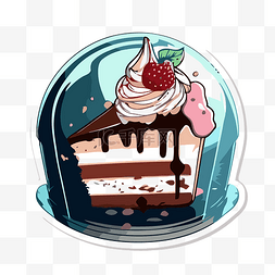 在玻璃罐里放一块巧克力蛋糕和冰