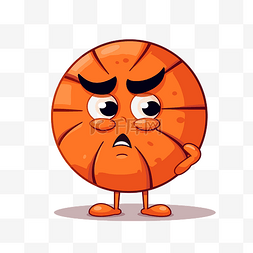 卡头表情包图片_篮球剪贴画 卡通风格愤怒的橙色