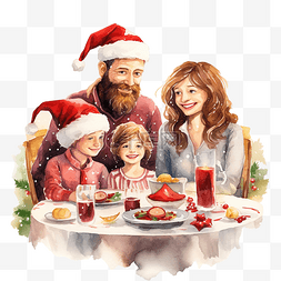情侣和妈妈图片_平安夜幸福的家庭坐在节日餐桌旁