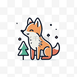 可爱的狐狸设计坐在树旁边 向量