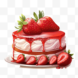 代餐美食图片_草莓蛋糕 PNG