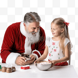 孙女在圣诞节那天协助制作甜点