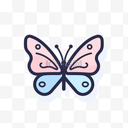 蓝色粉红色蝴蝶图片_粉红色和蓝色线性风格的蝴蝶图标