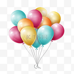 节日装饰气球图片_色彩缤纷的节日派对气球插画