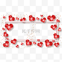红色爱情丝带图片_情人节钻石边框红色